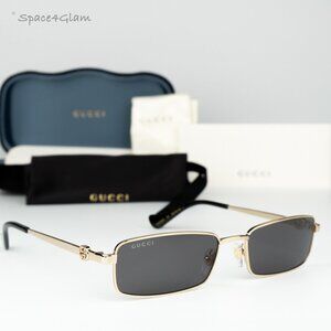 Gucci Women Sunglasses Gold Grey Rectangle GG1600S 001 BRAND NEW